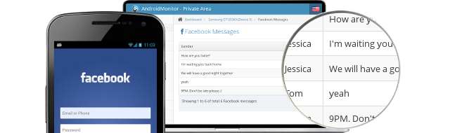 Hoverwatch tracks all Facebook messages sent from the Android phone or tablet